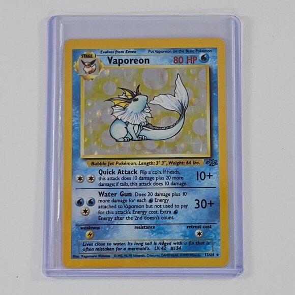 1999 Pokémon TCG Vaporeon Jungle Set 12/64 Unlimited Holo - Picture 2 of 7